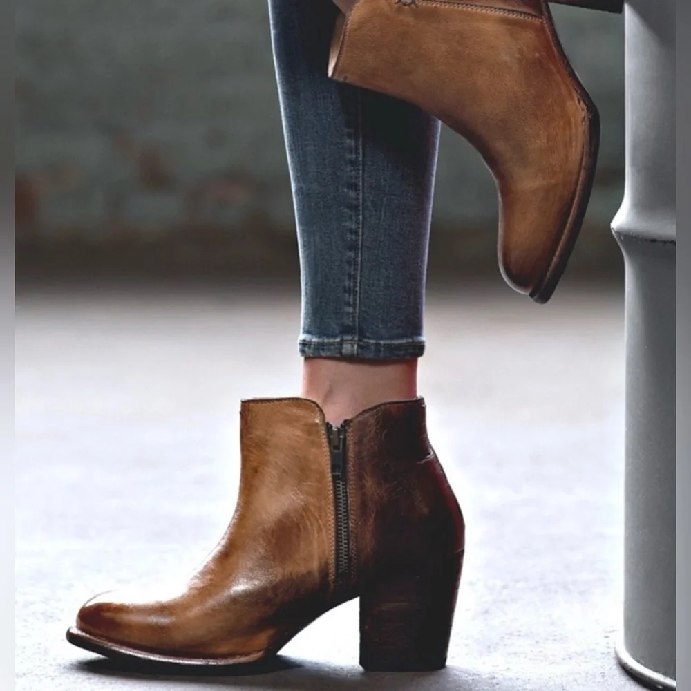 Bed|Stu Yell Hand Crafted Genuine Leather Boots Booties Trendy Winter Classic